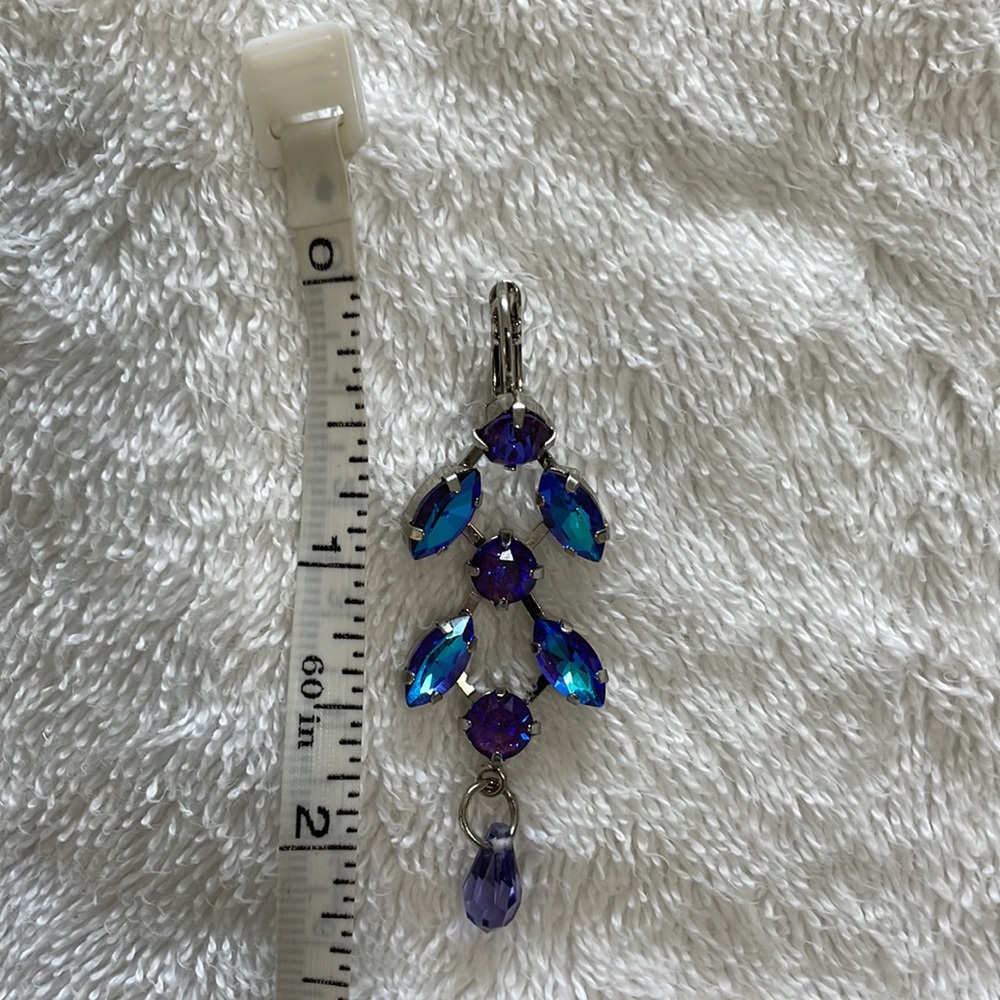 MARIANA, Made in Israel, Chandelier earrings, Navy Genuine Swarovski Crystal - Picture 3 of 5